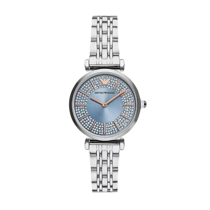 Emporio Armani Gianni T-Bar Light Blue Dial Ladies Watch- AR11594